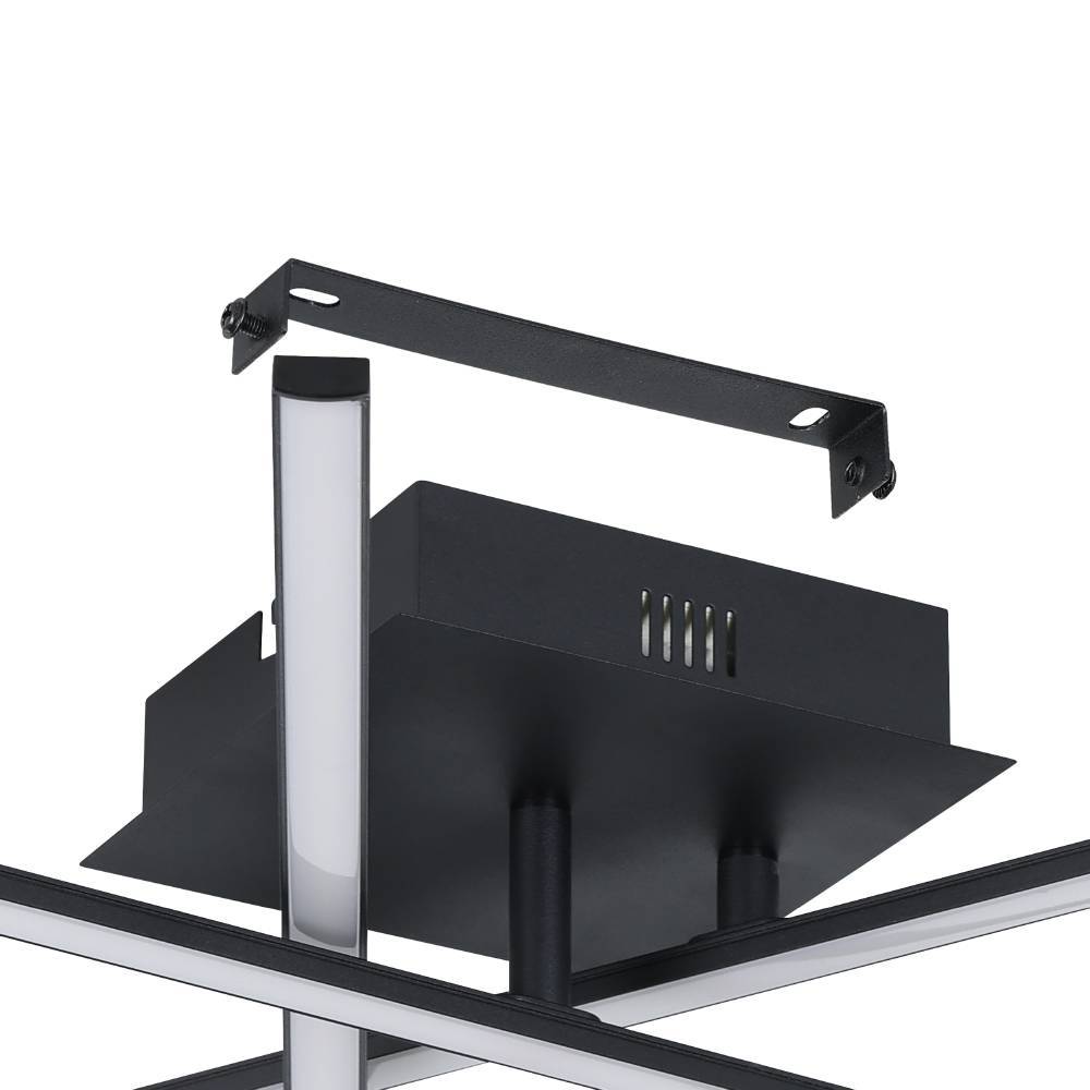 Lasana 50cm Negro plafón De Eglo - Esta lámpara de techo tiene un diseño moderno y futurista con brazos LED entrecruzados en un acabado negro mate.