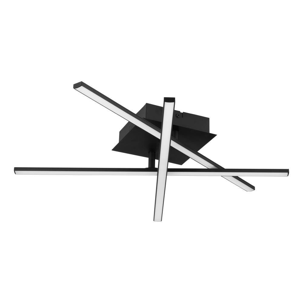 Lasana 50cm Negro plafón De Eglo - Esta lámpara de techo tiene un diseño moderno y futurista con brazos LED entrecruzados en un acabado negro mate.