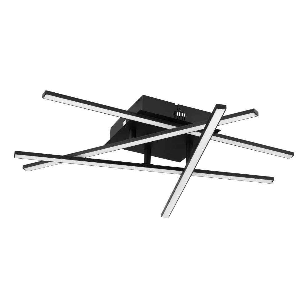 Lasana 50cm Negro plafón De Eglo - Esta lámpara de techo tiene un diseño moderno y futurista con brazos LED entrecruzados en un acabado negro mate.