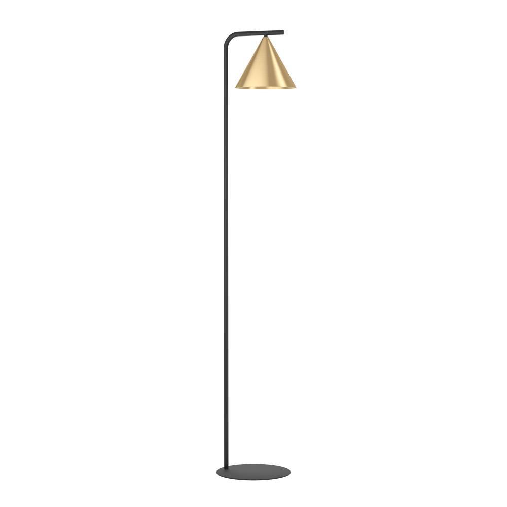 Narices Negro lámpara de pie De Eglo - Con un elegante marco negro y una impresionante pantalla con un contorno dorado, no solo ilumina su habitación, sino que también hace una declaración moderna en su diseño interior.