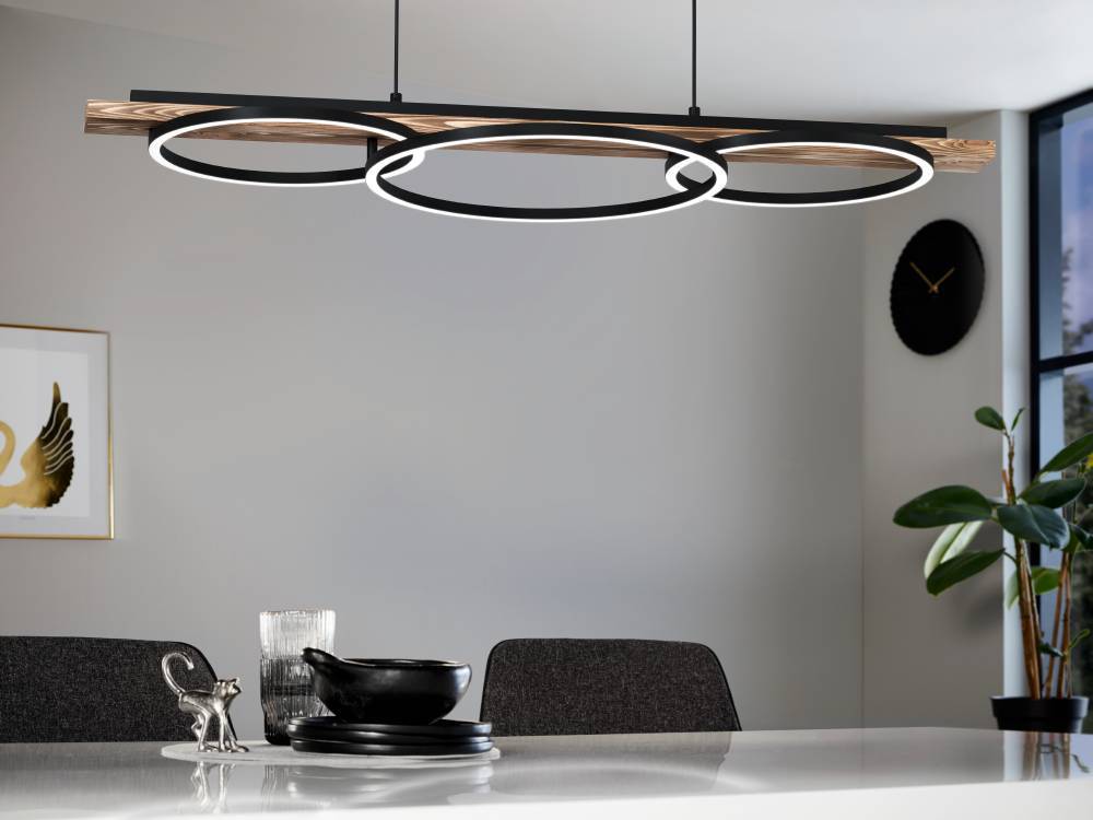 Boyal 100cm Negro Lámpas de techo De Eglo - Esta lámpara colgante es una excelente combinación de diseño innovador e iluminación funcional, lo que la convierte en un complemento elegante para cualquier hogar.