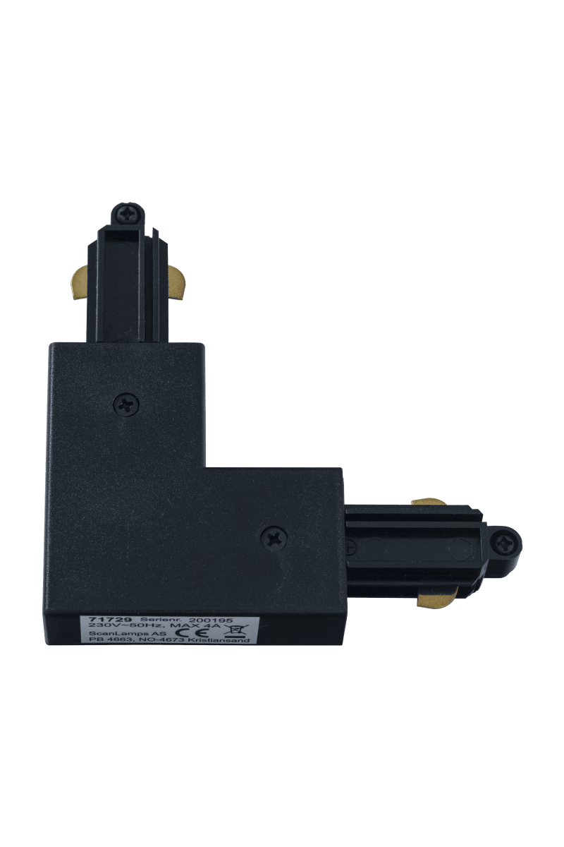 Conector En L Izquierda Negro De Aneta Lighting - Conexi&oacute;n con &aacute;ngulo de 90&deg; al sistema ferroviario Trackline de Aneta.