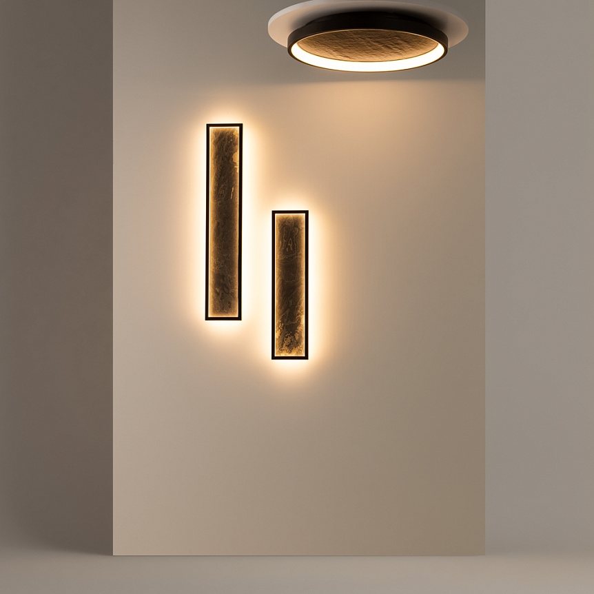 Orign Ø60 Negro plafón De Maytoni - Orign es una l&aacute;mpara de techo de metal con una elegante imitaci&oacute;n de piedra en el centro, creando una impresi&oacute;n natural y exclusiva.