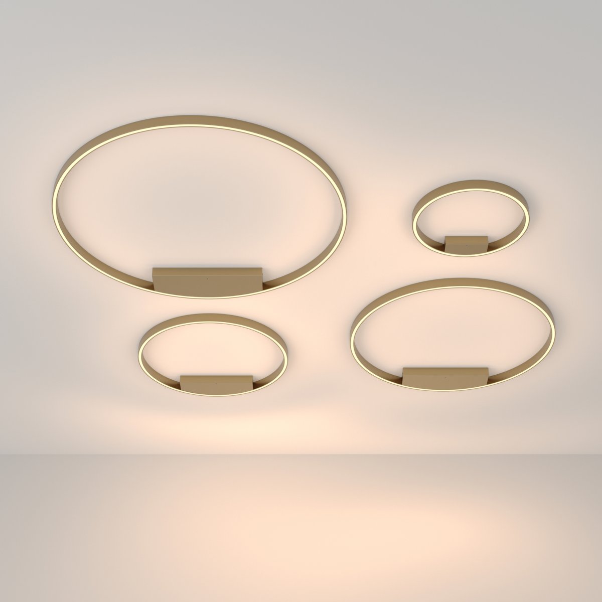Rim Ø40 Latón plafón De Maytoni - La fuente de luz LED integrada recorre todo el anillo y difunde una luz uniforme y agradable, creando una hermosa imagen de luz en la habitaci&oacute;n.