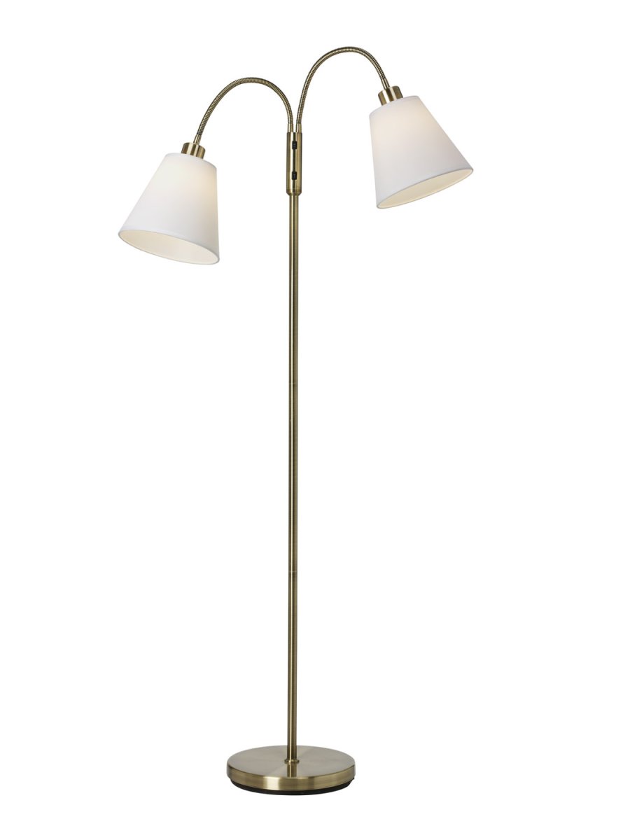 Duett Antigüedad lámpara de pie De Cottex - La lámpara de pie Duett es una solución de iluminación elegante y funcional con dos brazos móviles e interruptores de encendido separados para cada pantalla.