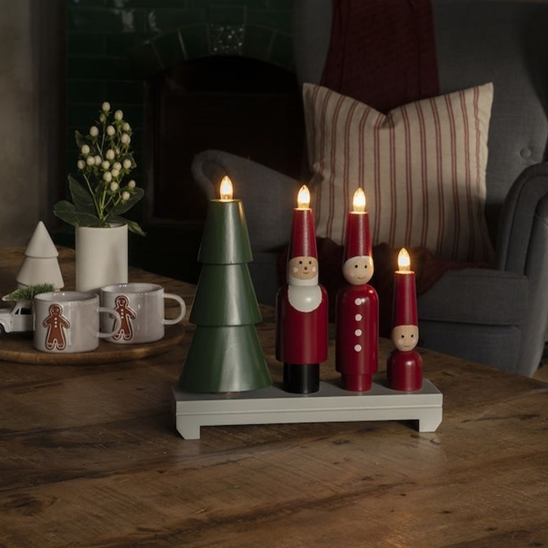 Candelabro De Adviento Papá Noel Rojo/verde De Konstsmide - Este portavelas es una excelente opci&oacute;n para quienes buscan un portavelas de Adviento con un toque divertido y personal.