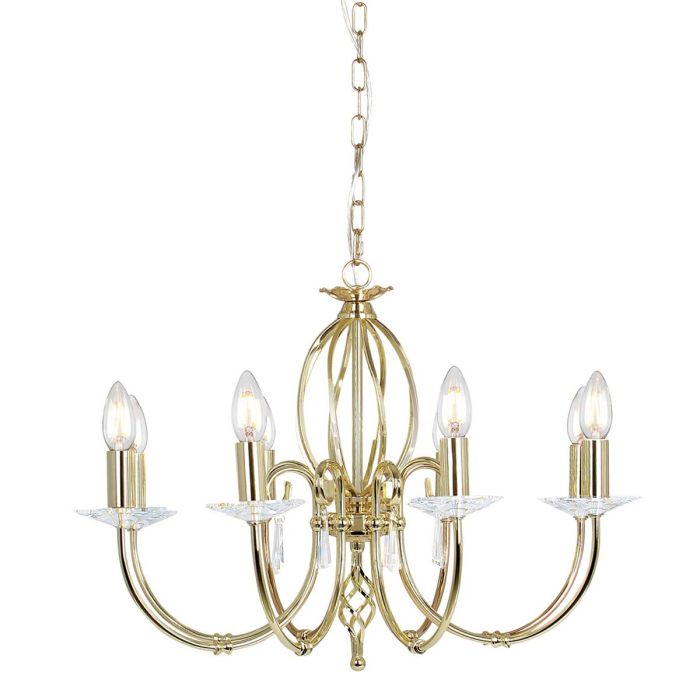 Aegean Ø65 Latón pulido Lámpas de techo De Elstead Lighting - Aegean es una l&aacute;mpara de ara&ntilde;a elegante y decorativa que combina detalles de metal forjado a mano con brillantes prismas de cristal K9 tallado.