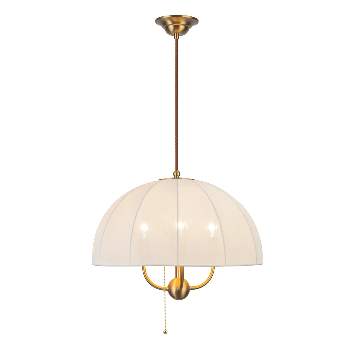 Crosby Ø45 Oro cepillado Lámpas de techo De Elstead Lighting - Fabricada en metal con acabado dorado cepillado, cuenta con una pantalla curva de tela fina y ligera que difunde la luz de forma agradable.