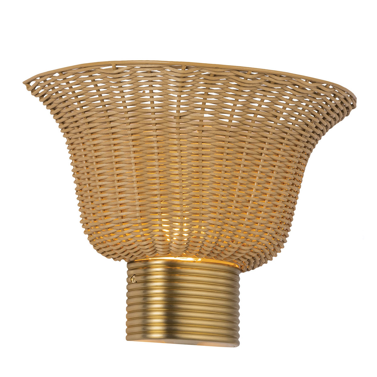 Kai 25cm Naturaleza lámpara de pared De Elstead Lighting - El rat&aacute;n abierto permite que la luz se filtre a trav&eacute;s de la pantalla, creando un juego de luces decorativo en la pared.
