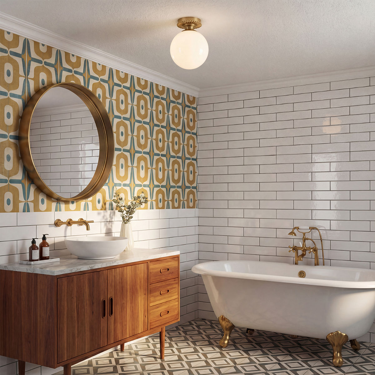 Otis Ø20 Oro cepillado lámpara de baño De Elstead Lighting - Otis es una l&aacute;mpara de techo decorativa con formas suaves y detalles delicados.
