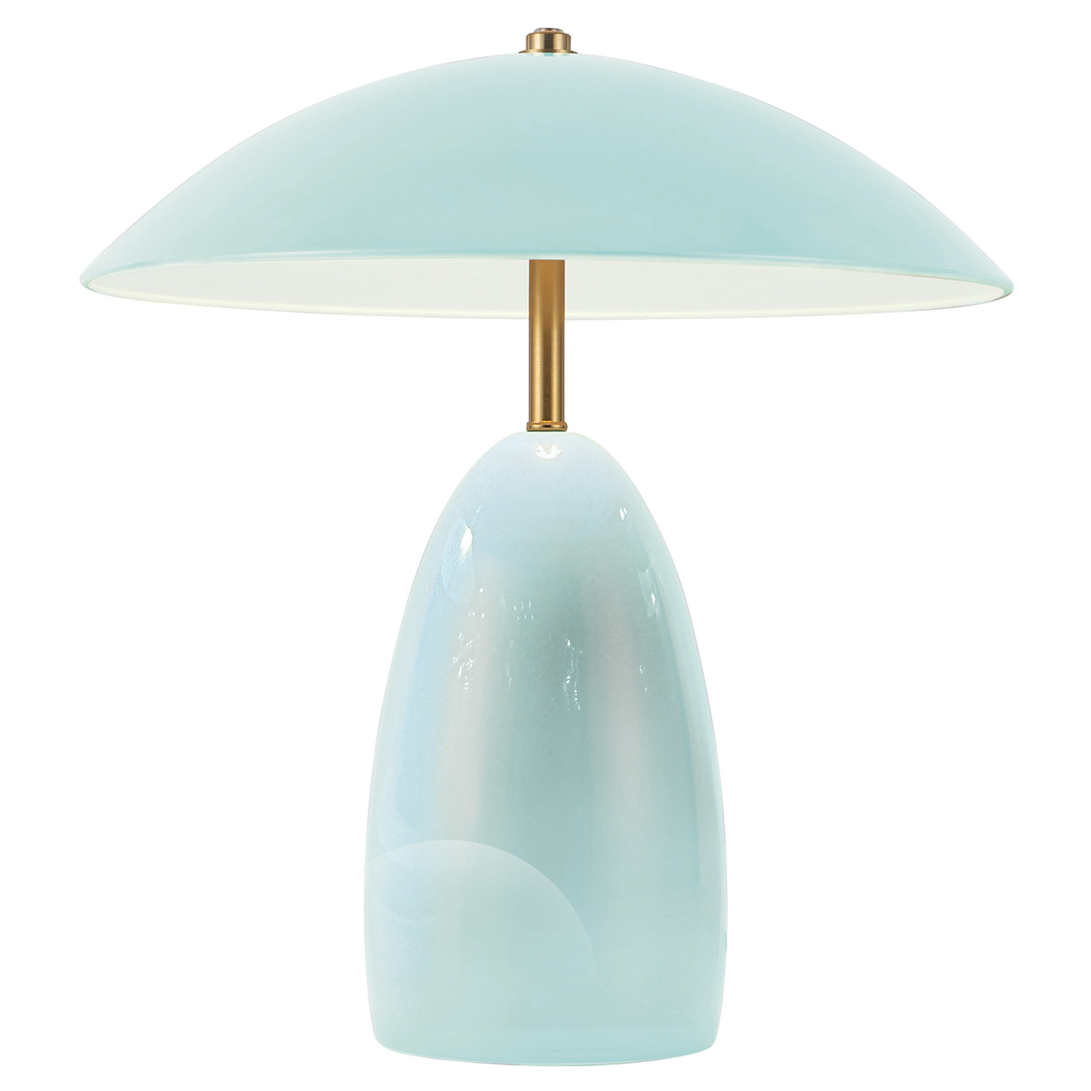 Poppy 35cm azul claro lámpara de mesa De Elstead Lighting - Poppy es una l&aacute;mpara de mesa decorativa con suaves curvas y una pantalla brillante con detalles de lat&oacute;n.
