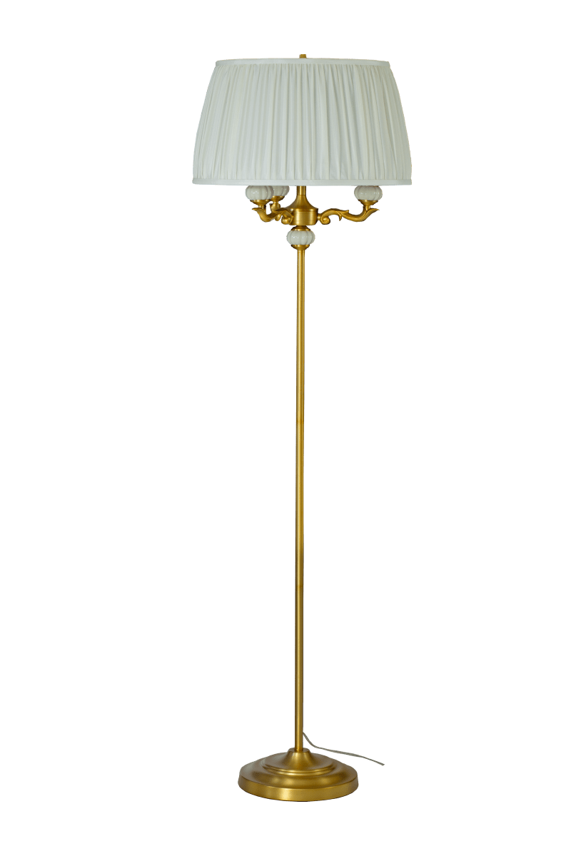 Toulouse Oro lámpara de pie De Aneta Lighting - La l&aacute;mpara de pie Toulouse impresiona por su dise&ntilde;o cl&aacute;sico y elegante, con detalles decorativos y un sofisticado acabado dorado.