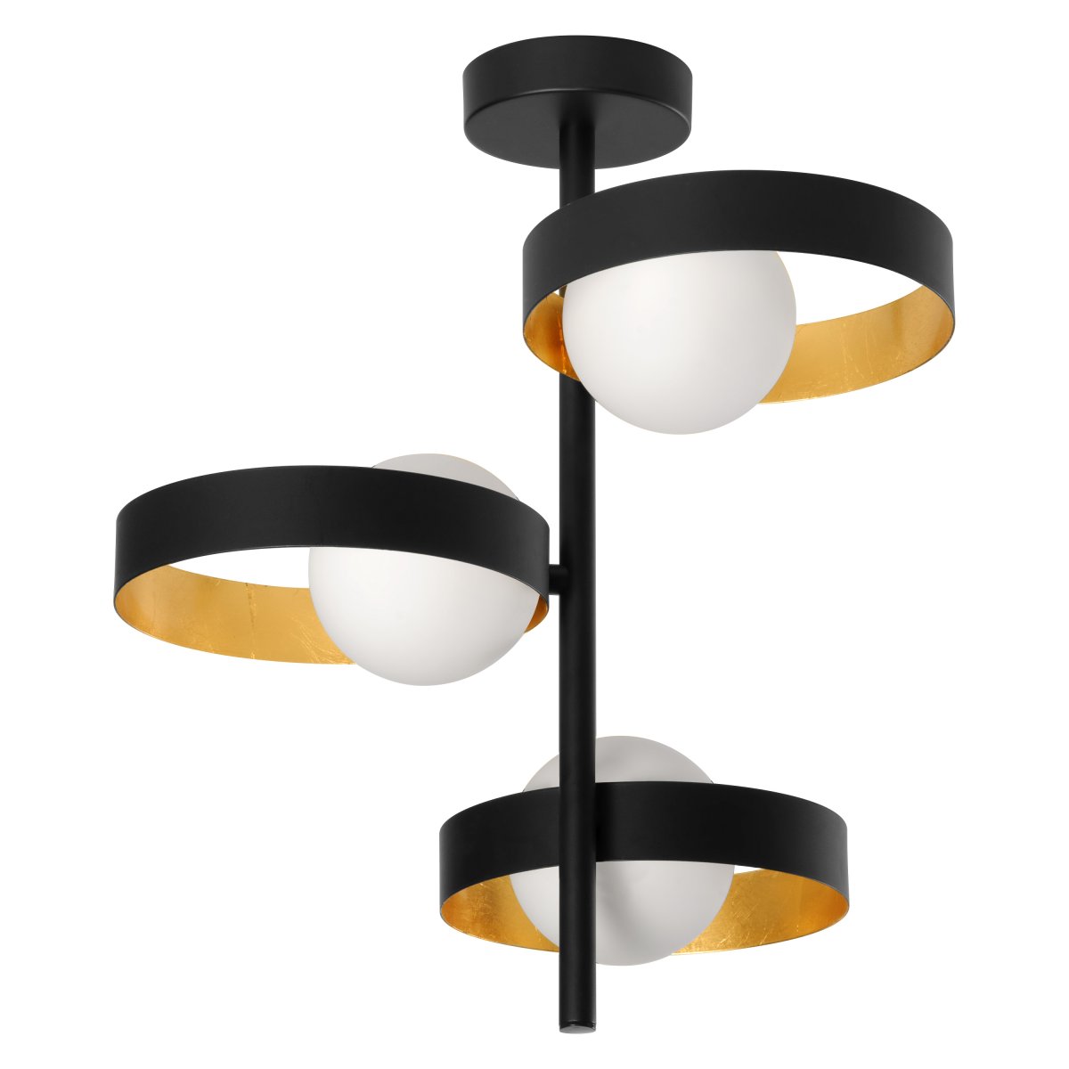 Memphis Ø32 Negro plafón De Osram - Las tres c&uacute;pulas esf&eacute;ricas de cristal opalino garantizan una agradable distribuci&oacute;n de la luz en la estancia.