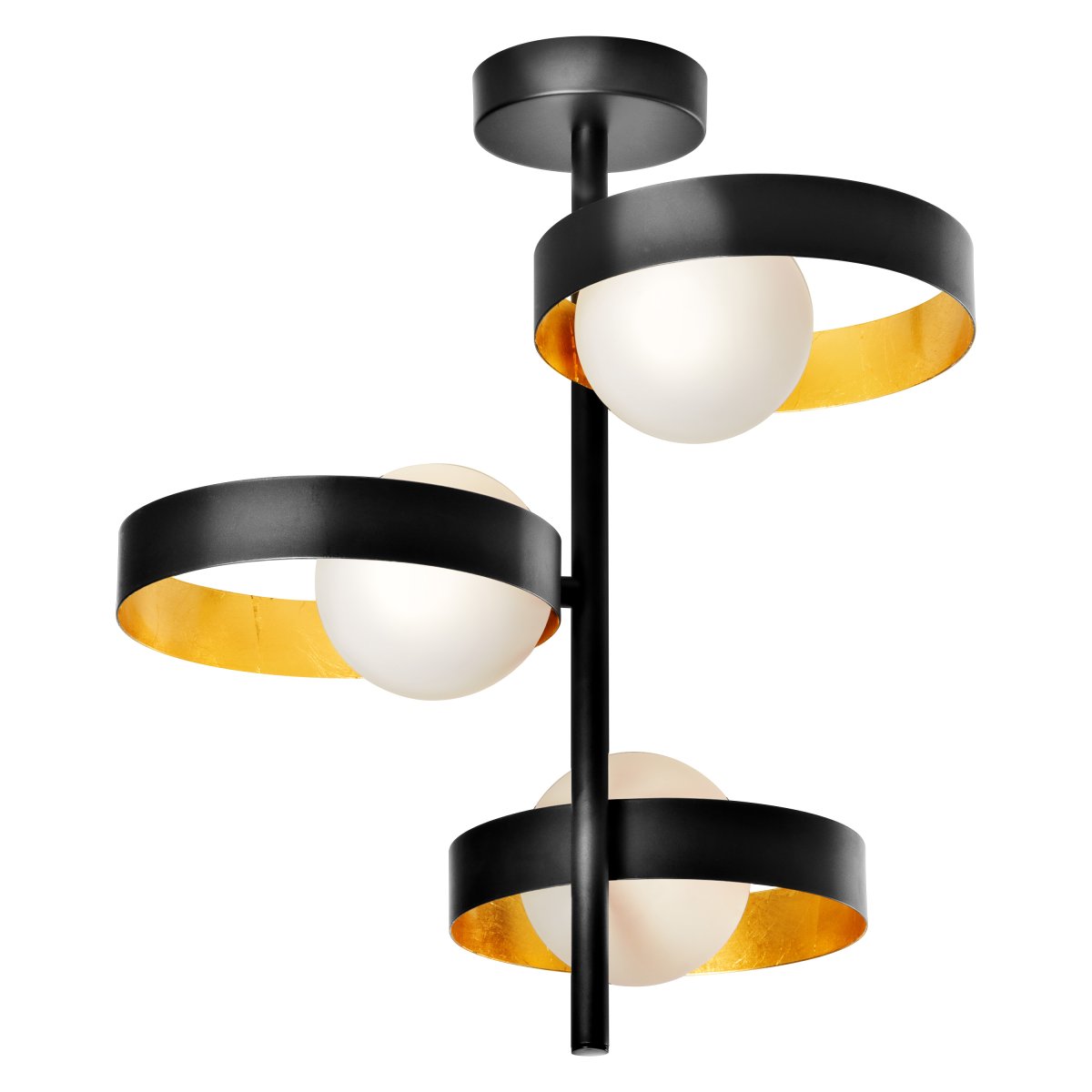 Memphis Ø32 Negro plafón De Osram - Las tres c&uacute;pulas esf&eacute;ricas de cristal opalino garantizan una agradable distribuci&oacute;n de la luz en la estancia.