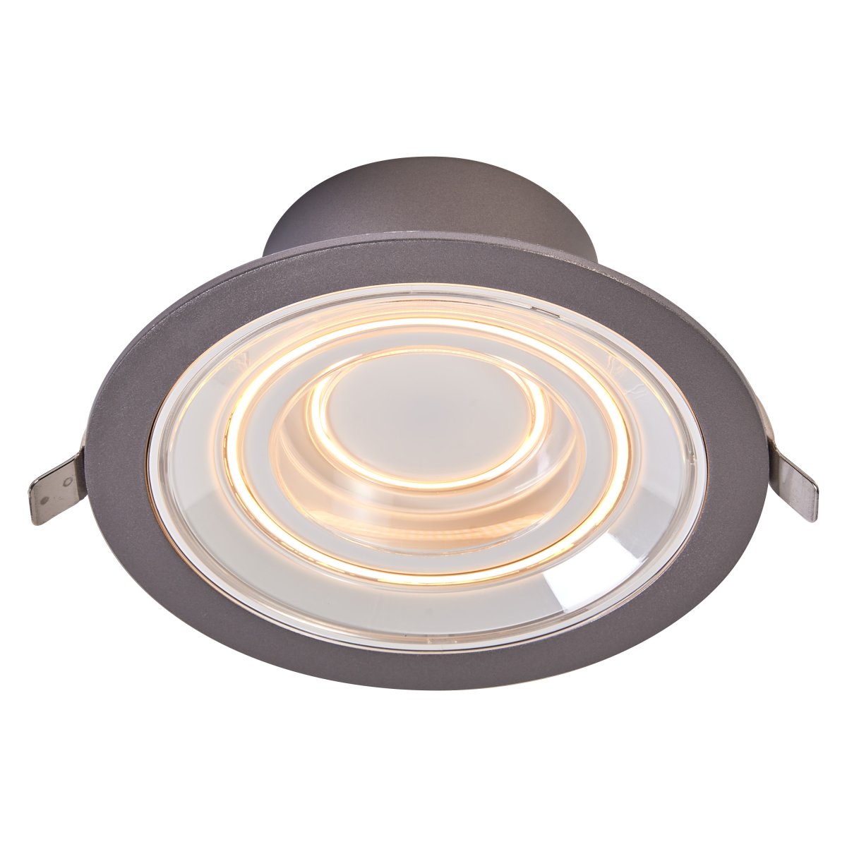 Decor Filament Echo 7W Aluminio De Ledvance - En la primera posici&oacute;n se ilumina el c&iacute;rculo m&aacute;s peque&ntilde;o en el medio, en la segunda posici&oacute;n se ilumina el c&iacute;rculo exterior y en la tercera posici&oacute;n ambos se iluminan al mismo tiempo.