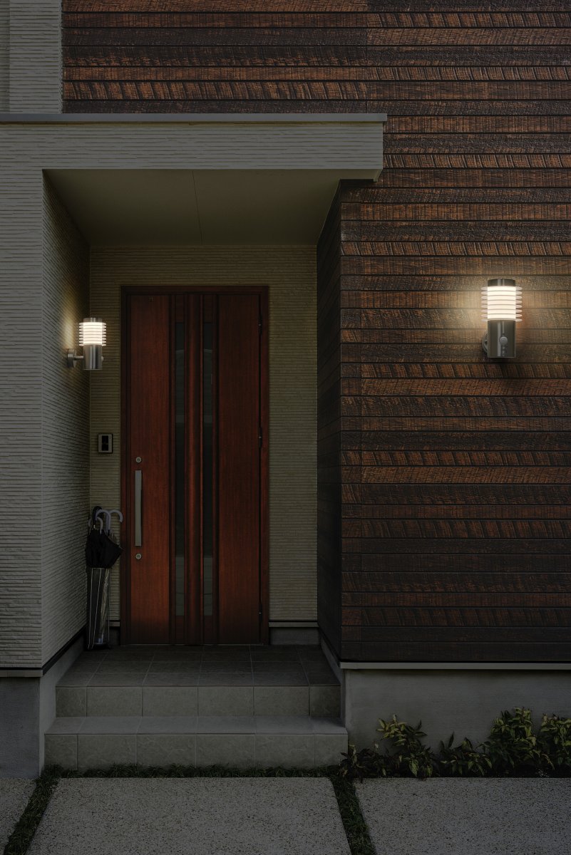 Rondo Sensor Acero lámpara de exterior De Ledvance - Med sin stilrena design och effektiva funktionalitet &auml;r denna armatur det perfekta valet f&ouml;r att b&aring;de belysa och s&auml;kerst&auml;lla ditt utomhusomr&aring;de.