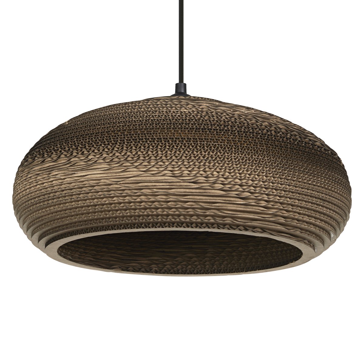 Cardboard drop Ø40 Marrón Lámpas de techo De Ledvance - La pantalla, hecha de varias capas de cartón, crea un hermoso juego de luz en la habitación cuando está iluminada y contribuye a una atmósfera cálida y natural.