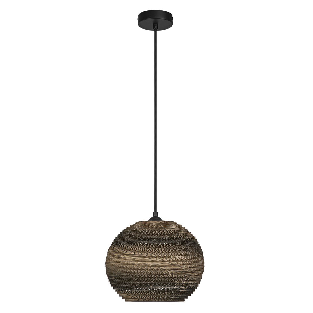 Cardboard Ball Ø26 Marrón Lámpas de techo De Osram - La pantalla redonda hecha de varias capas de cart&oacute;n crea un hermoso juego de luz en la habitaci&oacute;n cuando est&aacute; iluminada y contribuye a una atm&oacute;sfera c&aacute;lida y natural.