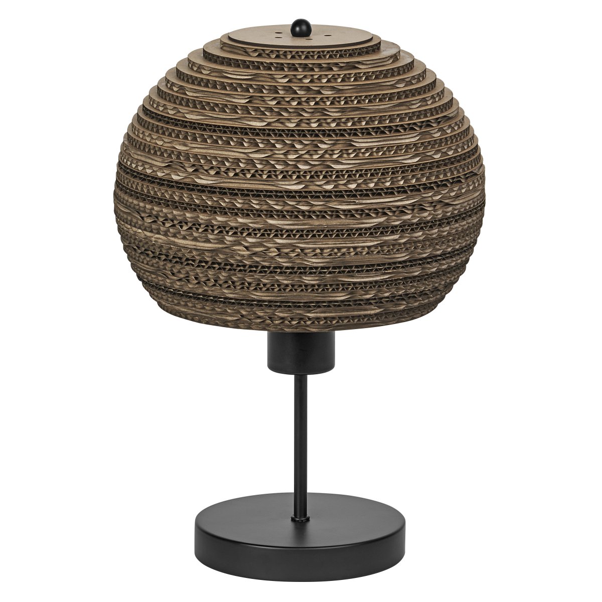 Cardboard Ball 38cm Marrón lámpara de mesa De Osram - La pantalla, hecha de varias capas de cart&oacute;n, crea un hermoso juego de luz en la habitaci&oacute;n cuando est&aacute; iluminada y contribuye a una atm&oacute;sfera c&aacute;lida y natural.