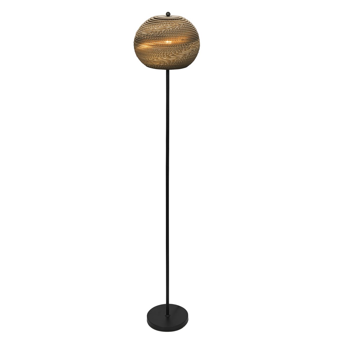 Cardboard Ball Marrón lámpara de pie De Ledvance - La pantalla, hecha de varias capas de cart&oacute;n, crea un hermoso juego de luz en la habitaci&oacute;n cuando est&aacute; iluminada y contribuye a una atm&oacute;sfera c&aacute;lida y natural.
