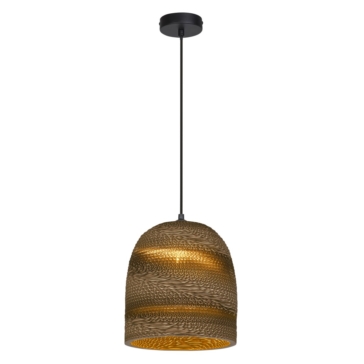 Cardboard Bell Ø25 Marrón Lámpas de techo De Ledvance - La pantalla, hecha de varias capas de cartón, crea un hermoso juego de luz en la habitación cuando está iluminada y contribuye a una atmósfera cálida y natural.