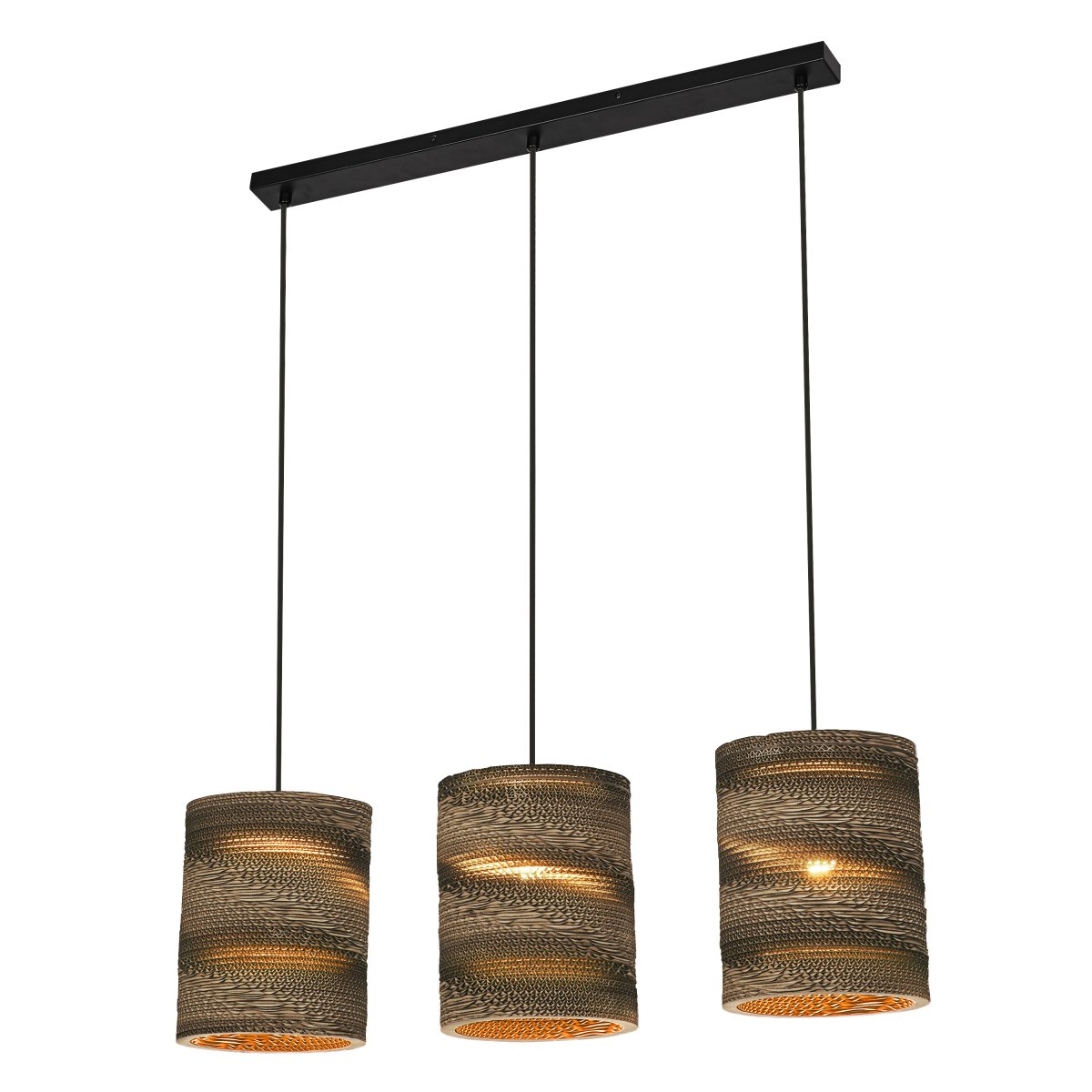 Cardboard Cylinder 83cm Marrón Lámpas de techo De Ledvance - Las pantallas, realizadas a partir de varias capas de cartón, crean un hermoso juego de luz en la habitación cuando están iluminadas y contribuyen a una atmósfera cálida y natural.