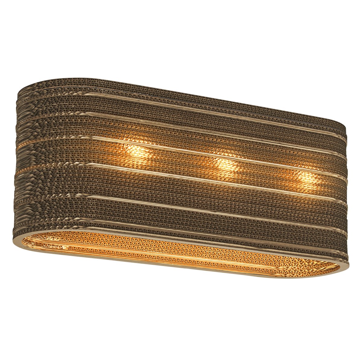Cardboard Oval 60cm Marrón plafón De Ledvance - La pantalla, hecha de varias capas de cart&oacute;n, crea un hermoso juego de luz en la habitaci&oacute;n cuando est&aacute; iluminada y contribuye a una atm&oacute;sfera c&aacute;lida y natural.