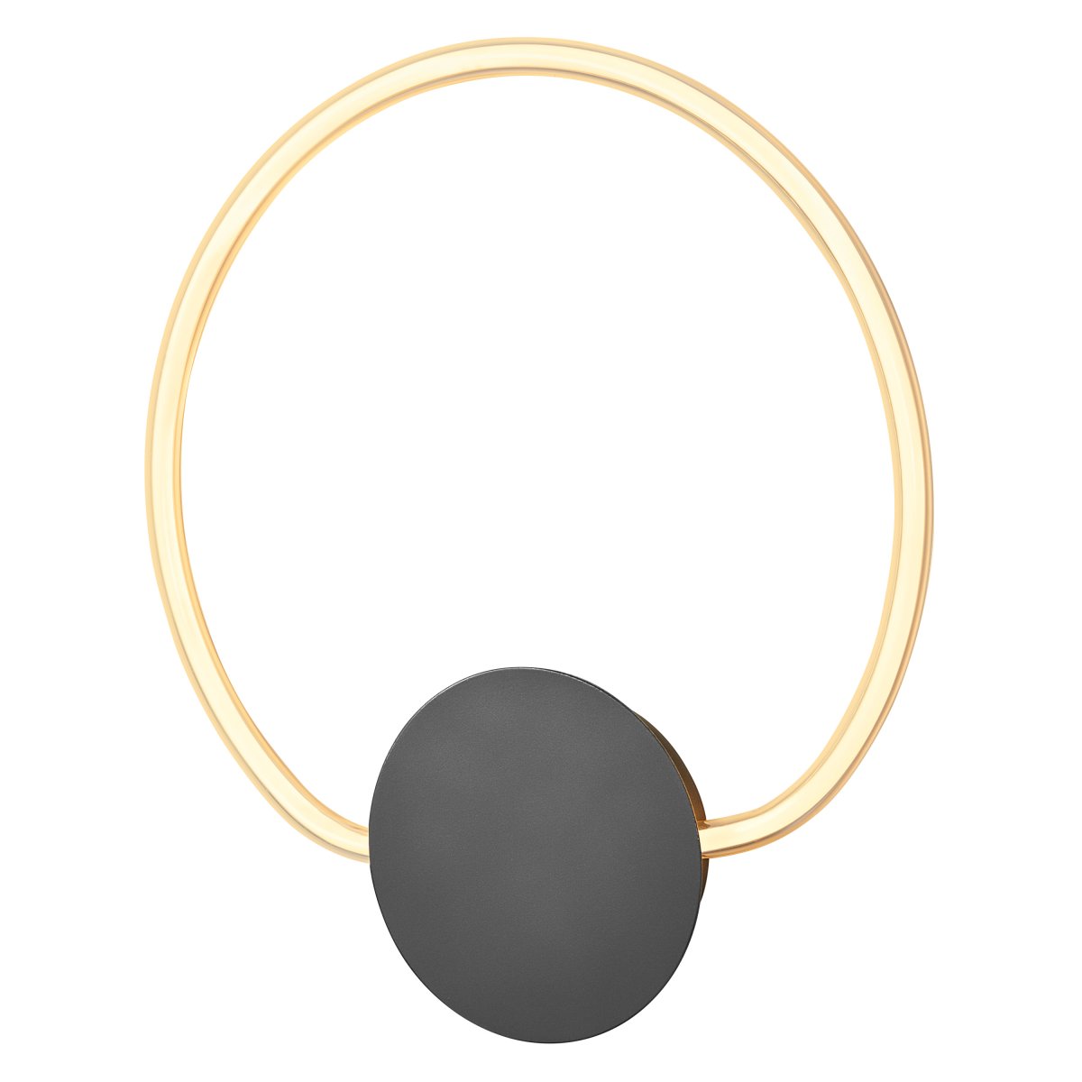 Aura Ø37 Negro lámpara de pared De Osram - Lampan har tv&aring; olika belysningspunkter med integrerad LED, en bakom v&auml;ggplattan och cirkeln.