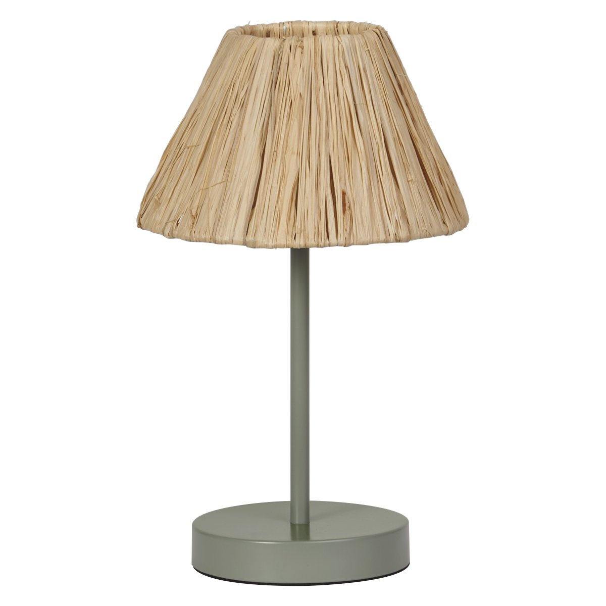 Raffia 33cm Naturaleza lámpara de mesa De Osram - La pantalla de palma de rafia combinada con el metal verde le da a la estancia un ambiente c&aacute;lido y natural.