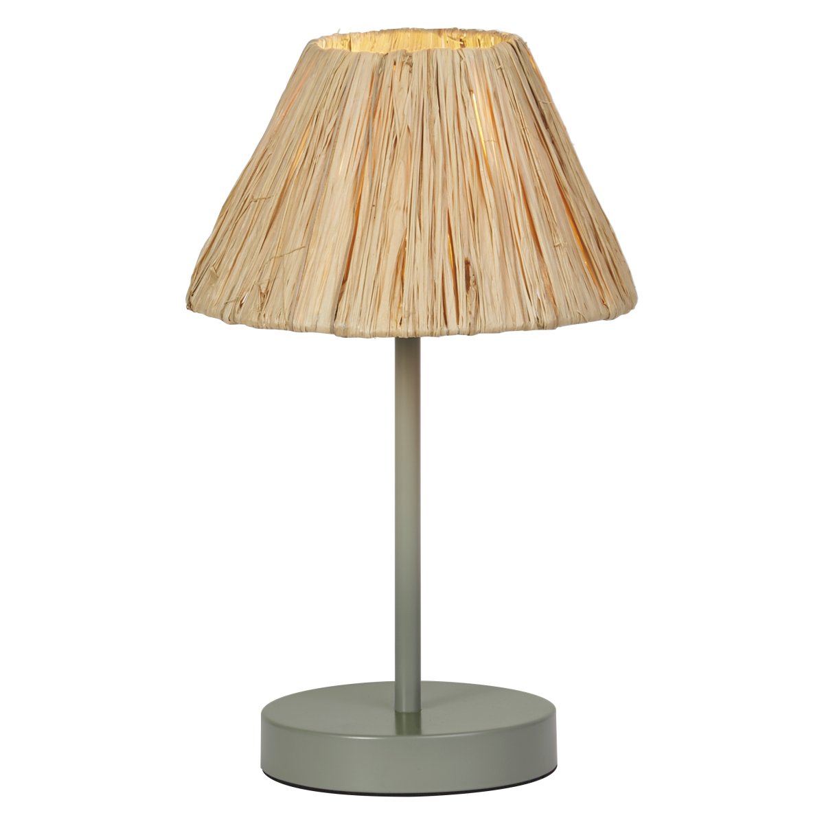 Raffia 33cm Naturaleza lámpara de mesa De Osram - La pantalla de palma de rafia combinada con el metal verde le da a la estancia un ambiente c&aacute;lido y natural.