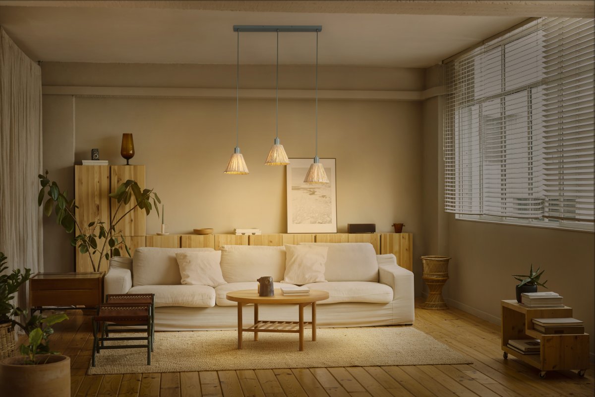 Raffia 85cm Naturaleza Lámpas de techo De Osram - Se recomienda colocarlo encima de la mesa del comedor o de la encimera de la cocina.
