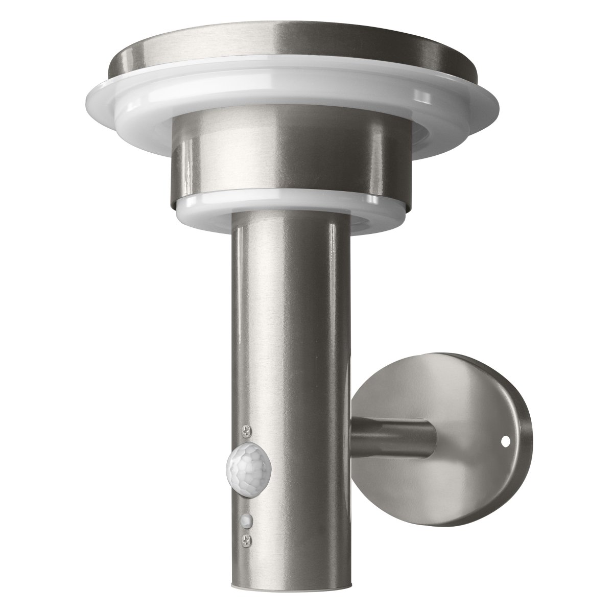 Double Circle Sensor Plata lámpara solar De Osram - El sensor de movimiento PIR incorporado y el sensor de luz diurna encienden autom&aacute;ticamente la l&aacute;mpara cuando se detecta movimiento en la oscuridad, lo que garantiza la seguridad y la eficiencia energ&eacute;tica.
