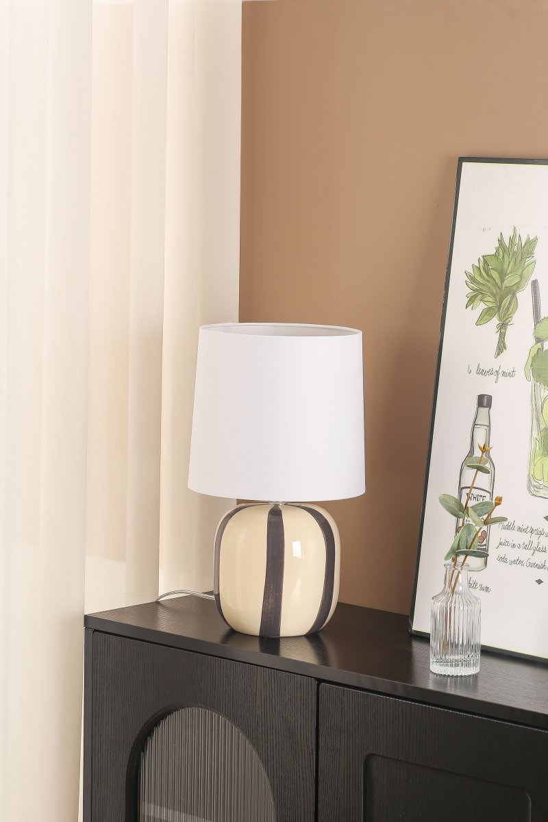 Pholca 38cm Blanco/gris lámpara de mesa De Nordic Lighting - La l&aacute;mpara incluye un cable transparente de 1,8 m de largo, un interruptor y un enchufe.