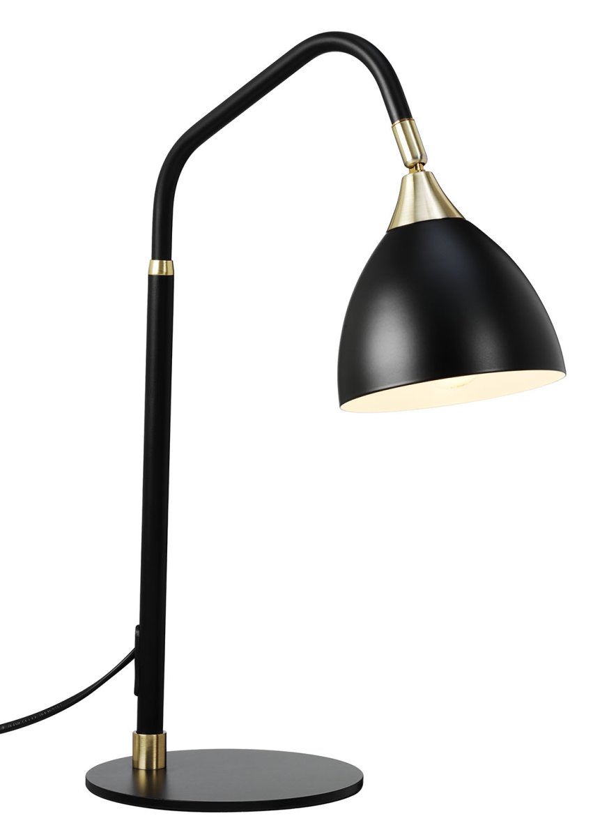 Läza 43cm Negro lámpara de escritorio De Cottex - Con una pantalla m&oacute;vil de color blanco en el interior para una reflexi&oacute;n &oacute;ptima de la luz, es perfecta para el escritorio o como luz de lectura.