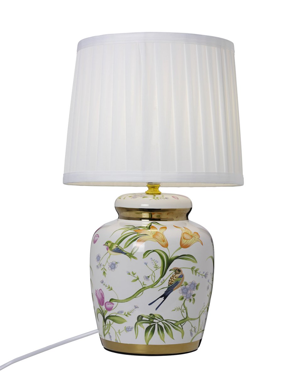 Klassisk 44cm Blanco lámpara de mesa De Cottex - La pantalla textil blanca emite una luz suave y acogedora, lo que hace que la l&aacute;mpara sea perfecta para crear un ambiente hogare&ntilde;o en la sala de estar o en el balc&oacute;n.