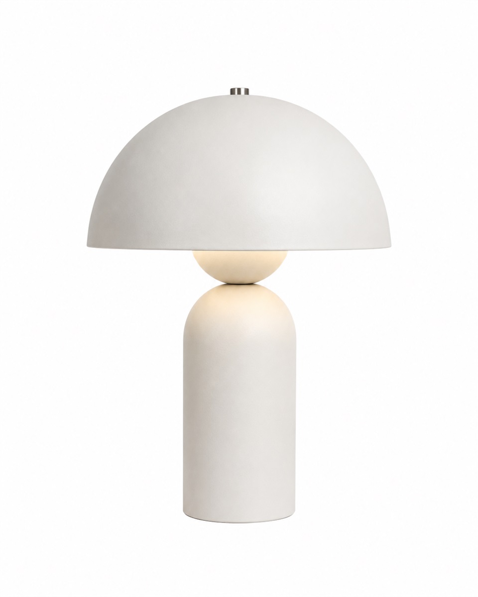 Capello 35cm Blanco lámpara de mesa De Nordic Lighting - El detalle cromado decorativo en la parte superior le da un toque elegante y la convierte en un punto focal en dormitorios, salones y pasillos.