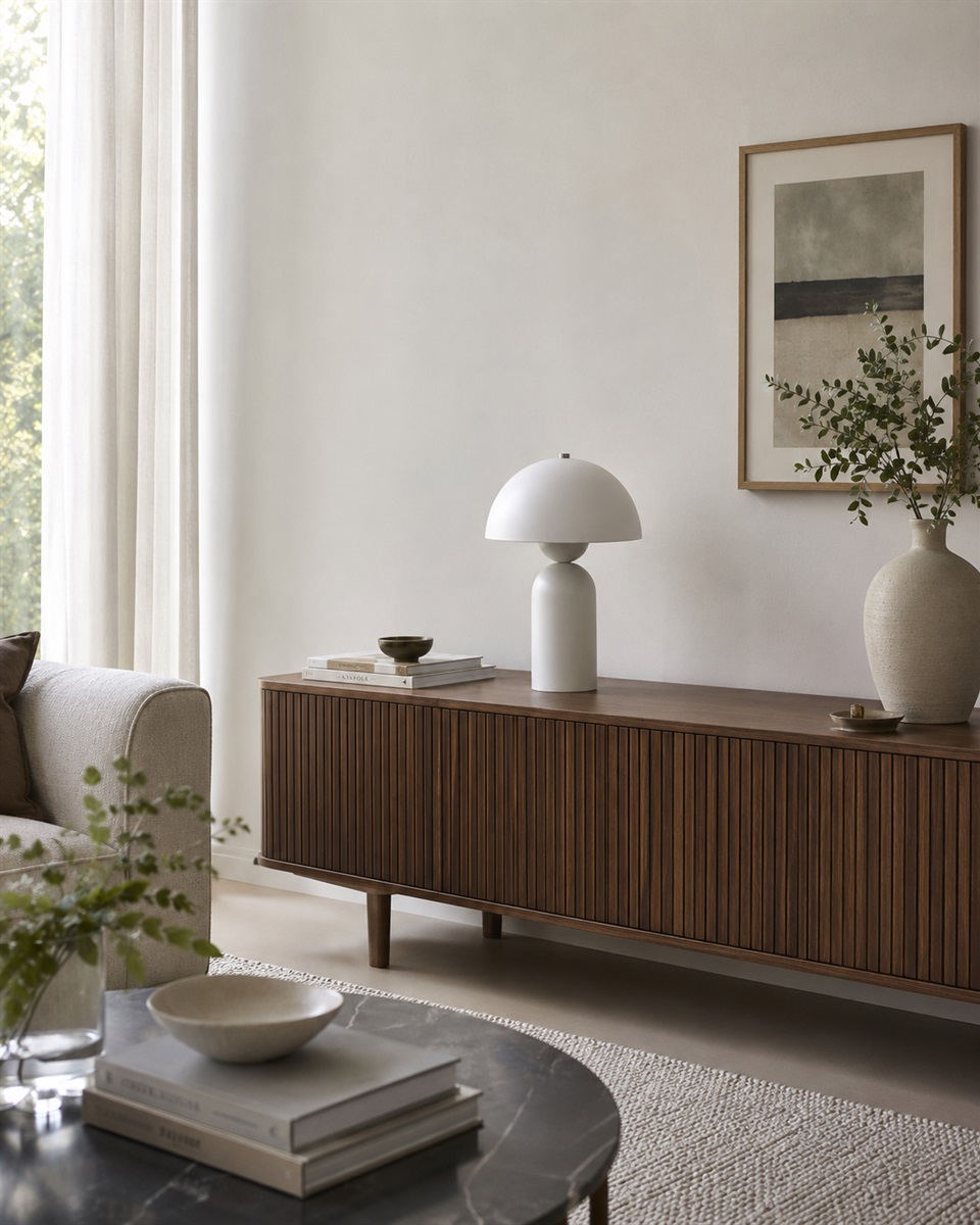 Capello 35cm Blanco lámpara de mesa De Nordic Lighting - El detalle cromado decorativo en la parte superior le da un toque elegante y la convierte en un punto focal en dormitorios, salones y pasillos.