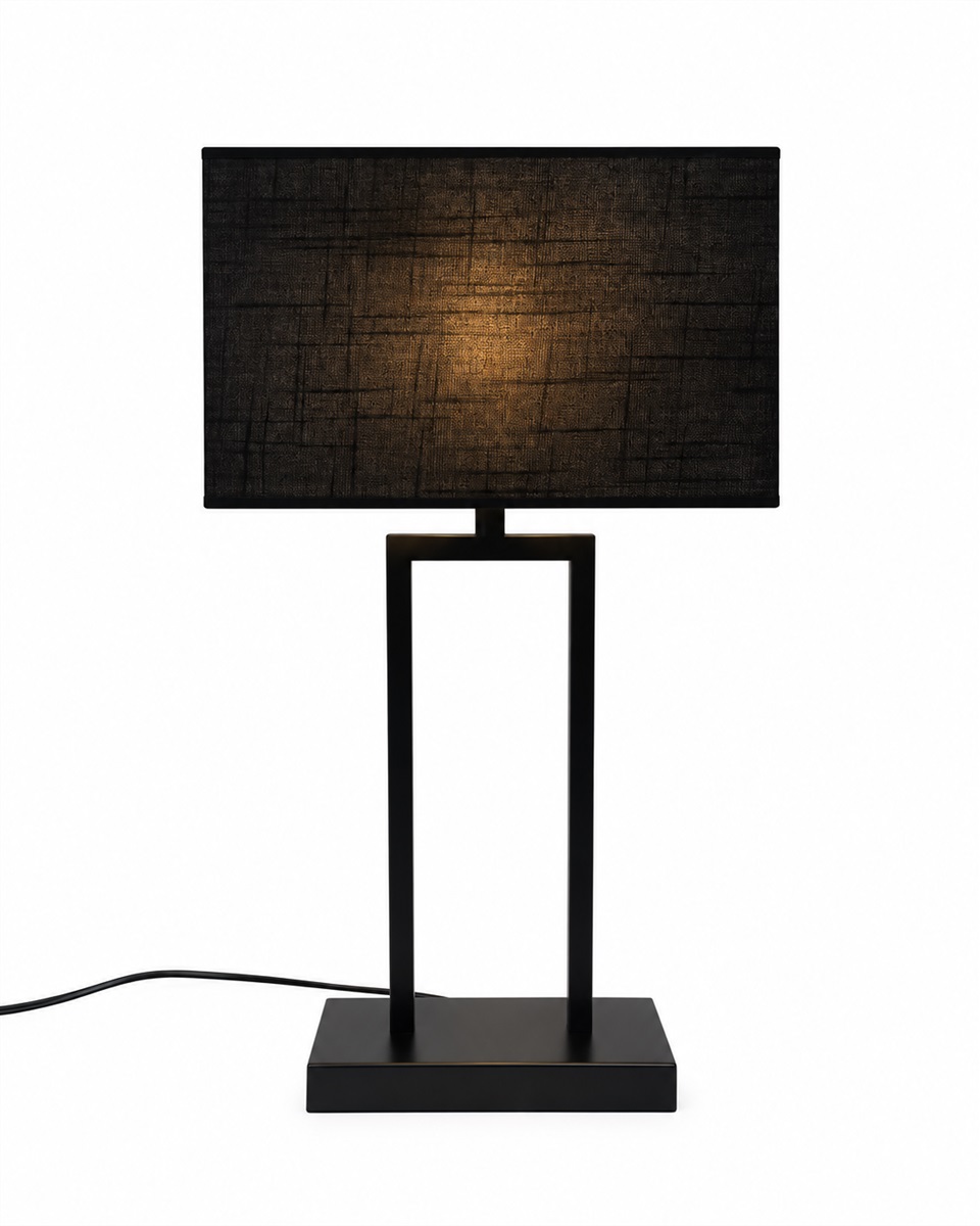 Gemma 52cm Negro lámpara de mesa De Nordic Lighting - Una elegante l&aacute;mpara de mesa met&aacute;lica con acabado negro, que irradia un estilo industrial y sofisticado.