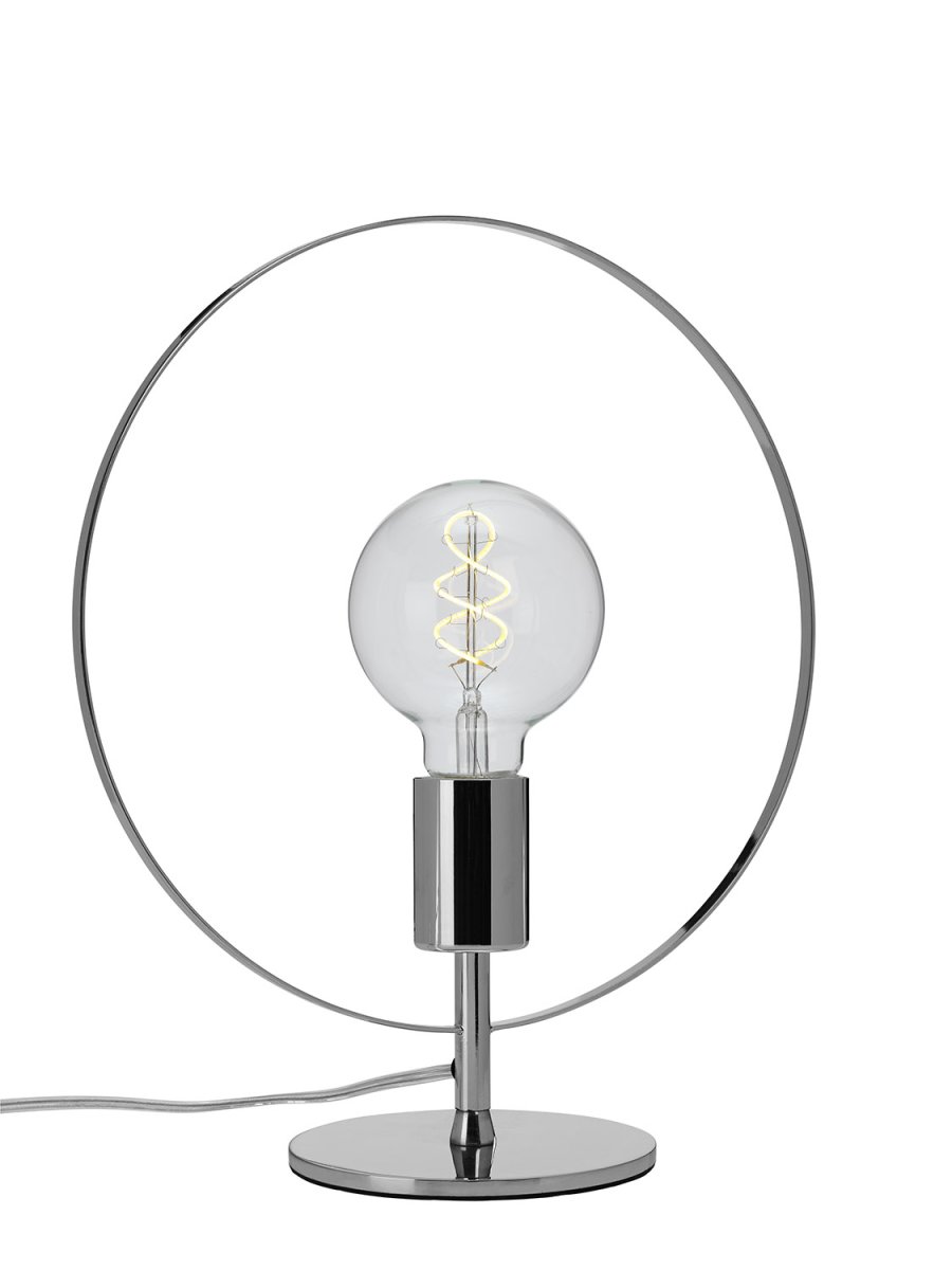 Spartan ringo 35cm Cromo lámpara de mesa De Cottex - La lámpara de mesa de metal Spartan Ringo es una lámpara moderna y minimalista que llama la atención por su elegante diseño circular.