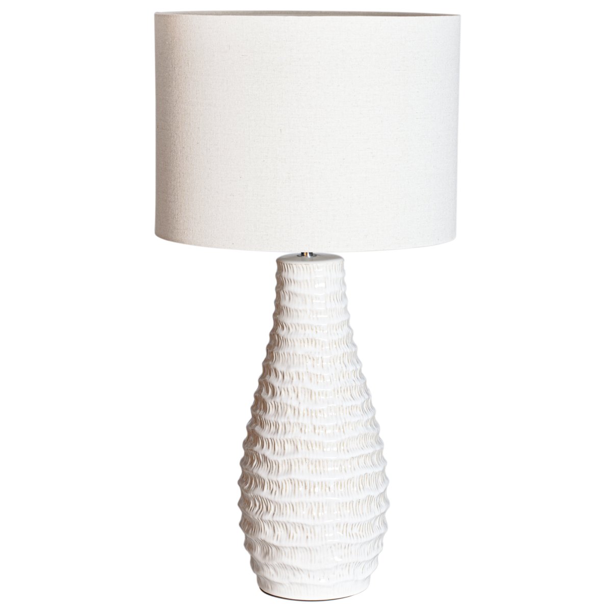 Bartha 74cm Blanco cremoso lámpara de mesa De By Rydéns - La elegante base de la l&aacute;mpara de cer&aacute;mica de color blanco crema combina maravillosamente con la pantalla de lino beige para crear un efecto armonioso.