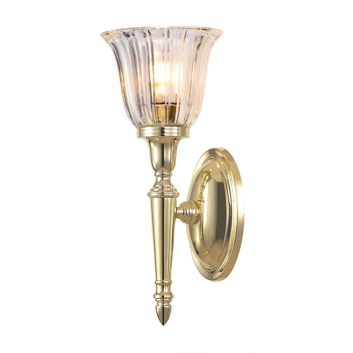 Dryden 33cm Latón pulido lámpara de baño De Elstead Lighting - La lámpara de pared Dryden es una lámpara clásica y elegante fabricada con materiales de latón de alta calidad que garantizan muchos años de uso confiable.