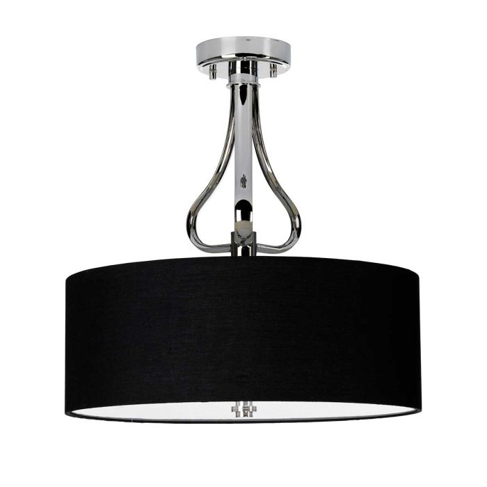 Falmouth Ø40 Cromo pulido lámpara de baño De Elstead Lighting - Fabricada en lat&oacute;n pulido, la l&aacute;mpara cuenta con una pantalla negra de tela de mezcla de algod&oacute;n, lo que garantiza una iluminaci&oacute;n uniforme y sin deslumbramientos.