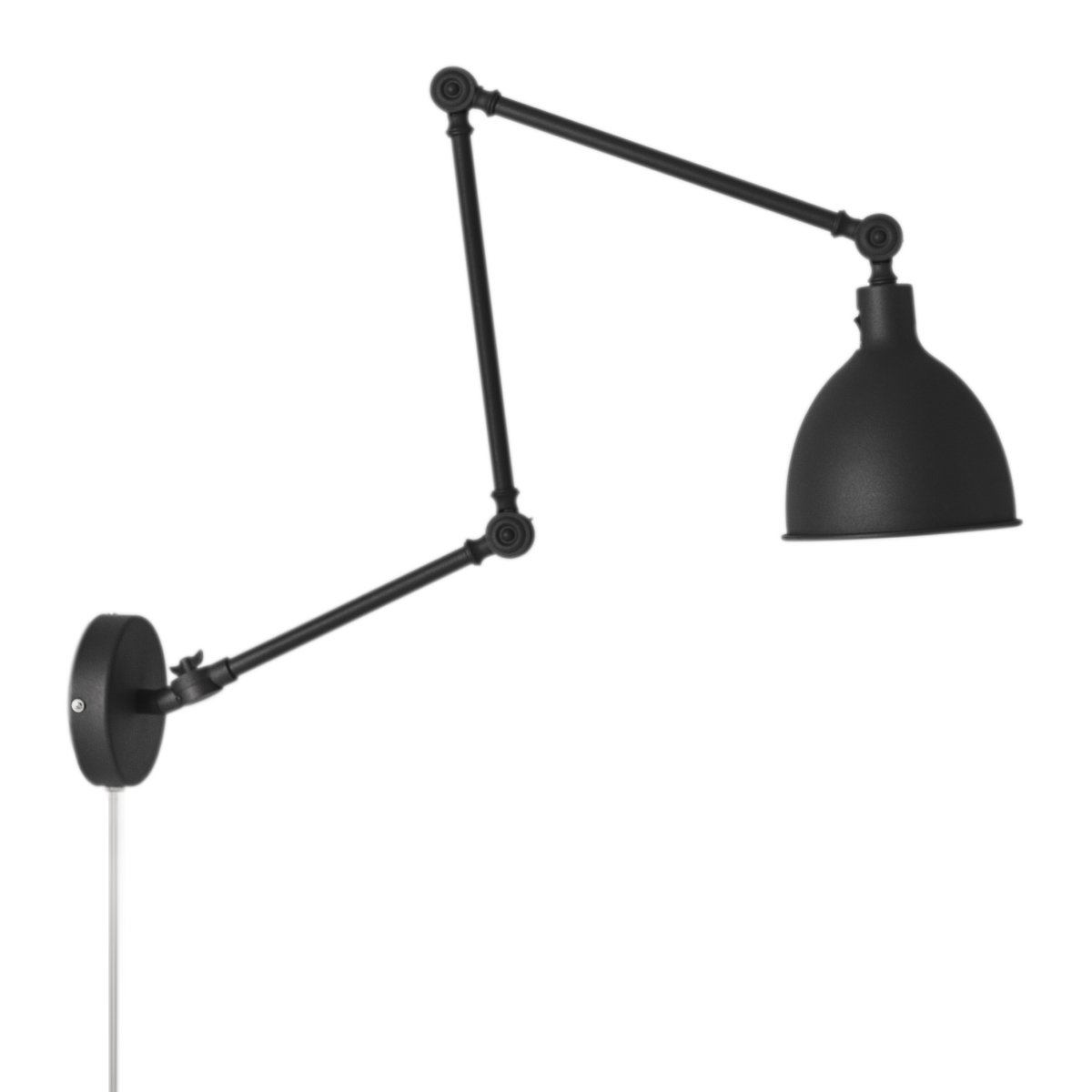 Bazar 122cm Negro lámpara de pared De By Rydéns - Con sus articulaciones flexibles y su cabezal de lámpara ajustable, Bazar es perfecta como lámpara de lectura en el dormitorio y como fuente de luz sobre la encimera de la cocina.