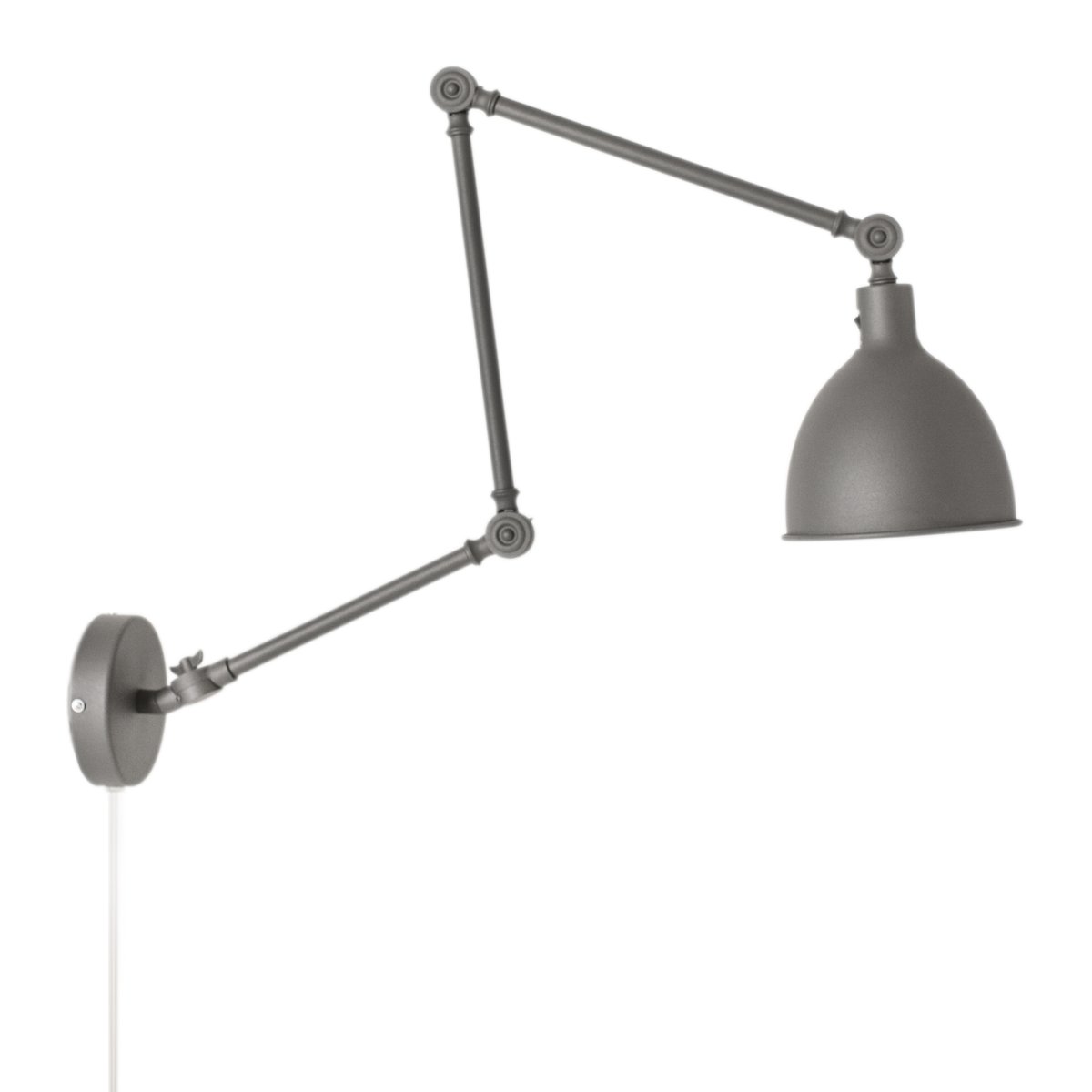 Bazar 122cm Gris lámpara de pared De By Rydéns - Con sus articulaciones flexibles y su cabezal de l&aacute;mpara ajustable, Bazar es perfecta como l&aacute;mpara de lectura en el dormitorio y como fuente de luz sobre la encimera de la cocina.