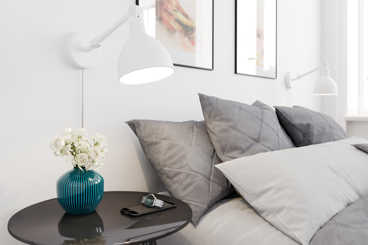 Bazar mini 50cm Blanco arena lámpara de pared De By Rydéns - El aplique de pared Bazar Mini es una incorporación a la familia Bazar; Un modelo más pequeño y fácil de colocar que se puede utilizar tanto como lámpara de lectura en el dormitorio como luz adicional sobre los libros de cocina en la cocina.