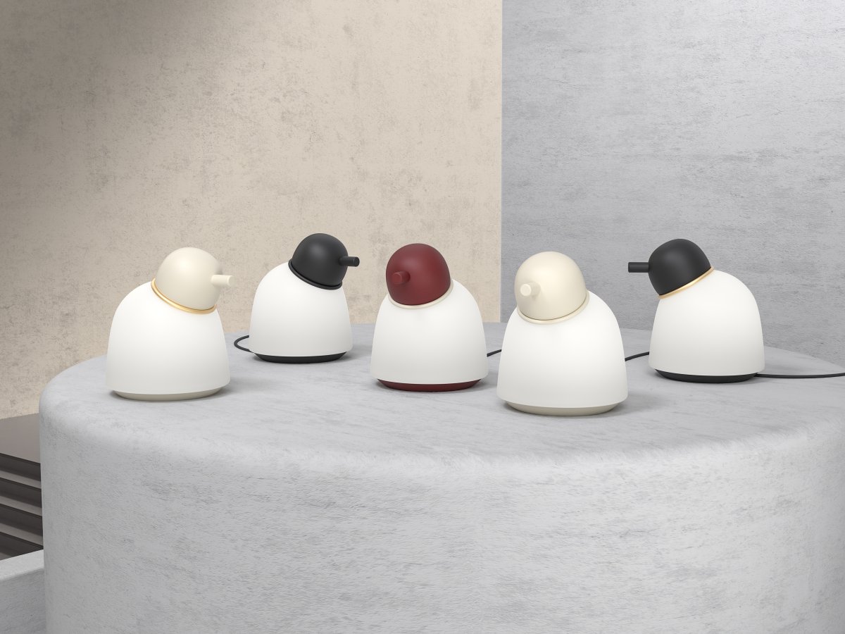 Bird 22cm Negro/latón lámpara de mesa De Belid - 