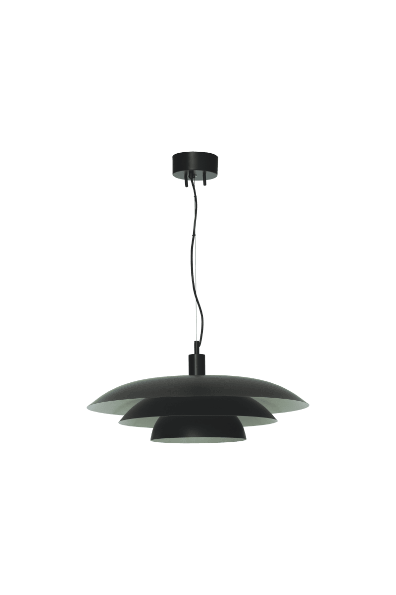 Epsilon Ø56 Negro Lámpas de techo De Aneta Lighting - Su pantalla de metal negro de tres secciones garantiza una distribuci&oacute;n de luz agradable y evita el deslumbramiento.