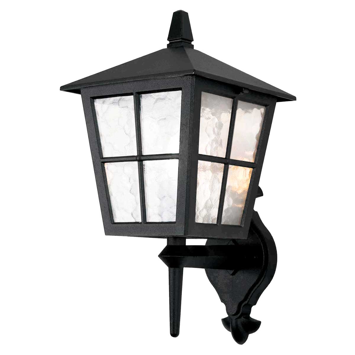 Canterbury Negro lámpara de exterior De Elstead Lighting - El aplique de pared Canterbury forma parte de una serie de lámparas de tamaño medio de estilo británico típico, con arcos de ventana y elegantes curvas.
