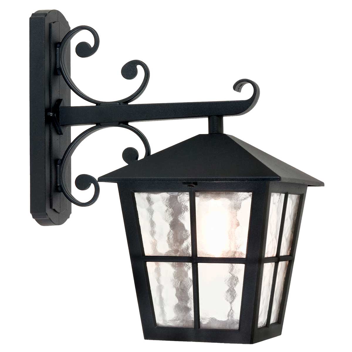 Canterbury Negro lámpara de exterior De Elstead Lighting - El aplique de pared Canterbury forma parte de una serie de lámparas de tamaño medio de estilo británico típico, con arcos de ventana y elegantes curvas.