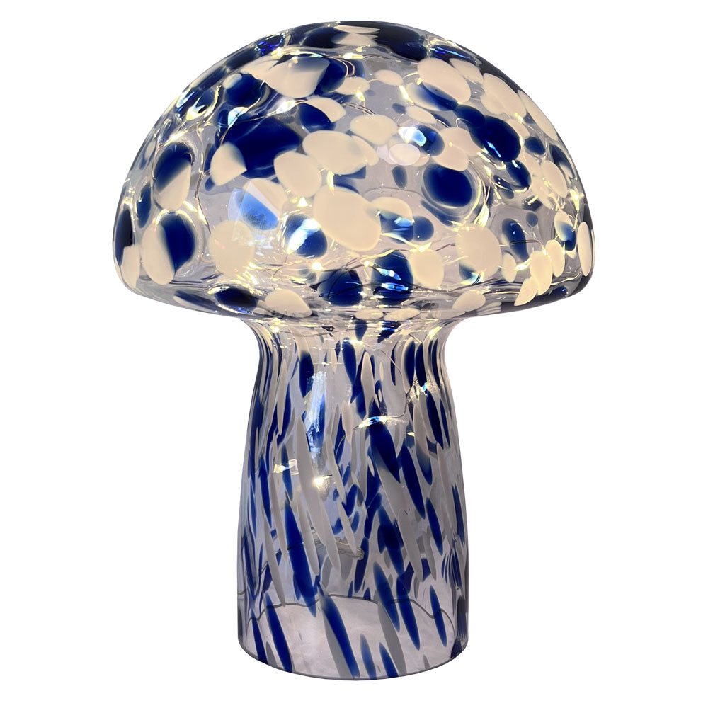 Mushroom 23cm Azul lámpara de mesa De Pixie Design - La l&aacute;mpara de hongo de Pixie Design tiene un hermoso dise&ntilde;o con una superficie jaspeada en azul.
